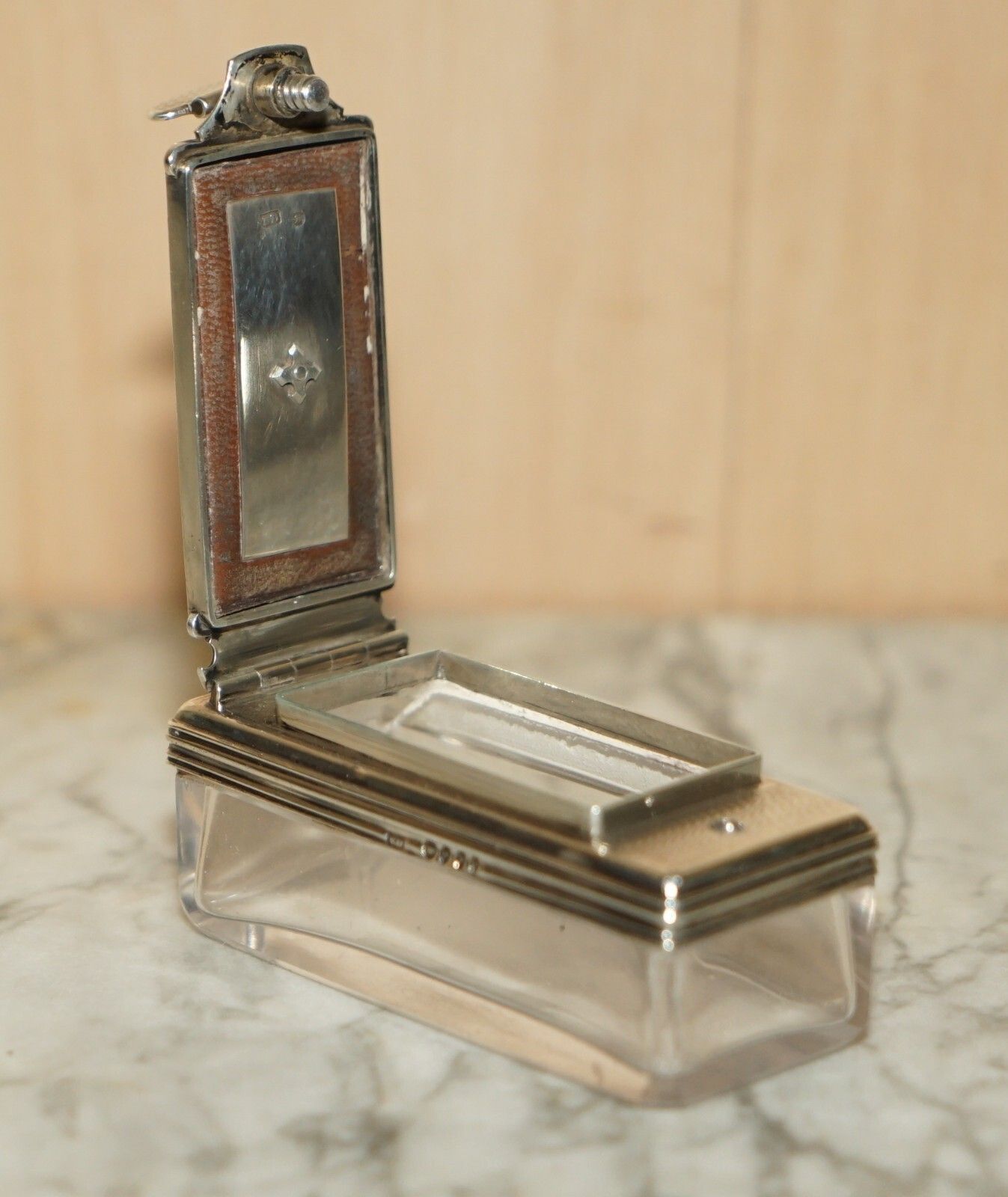 1250.0 For Restoration Antique Rosewood Brass Vanity Box Sterling Silver Pieces Inside photo