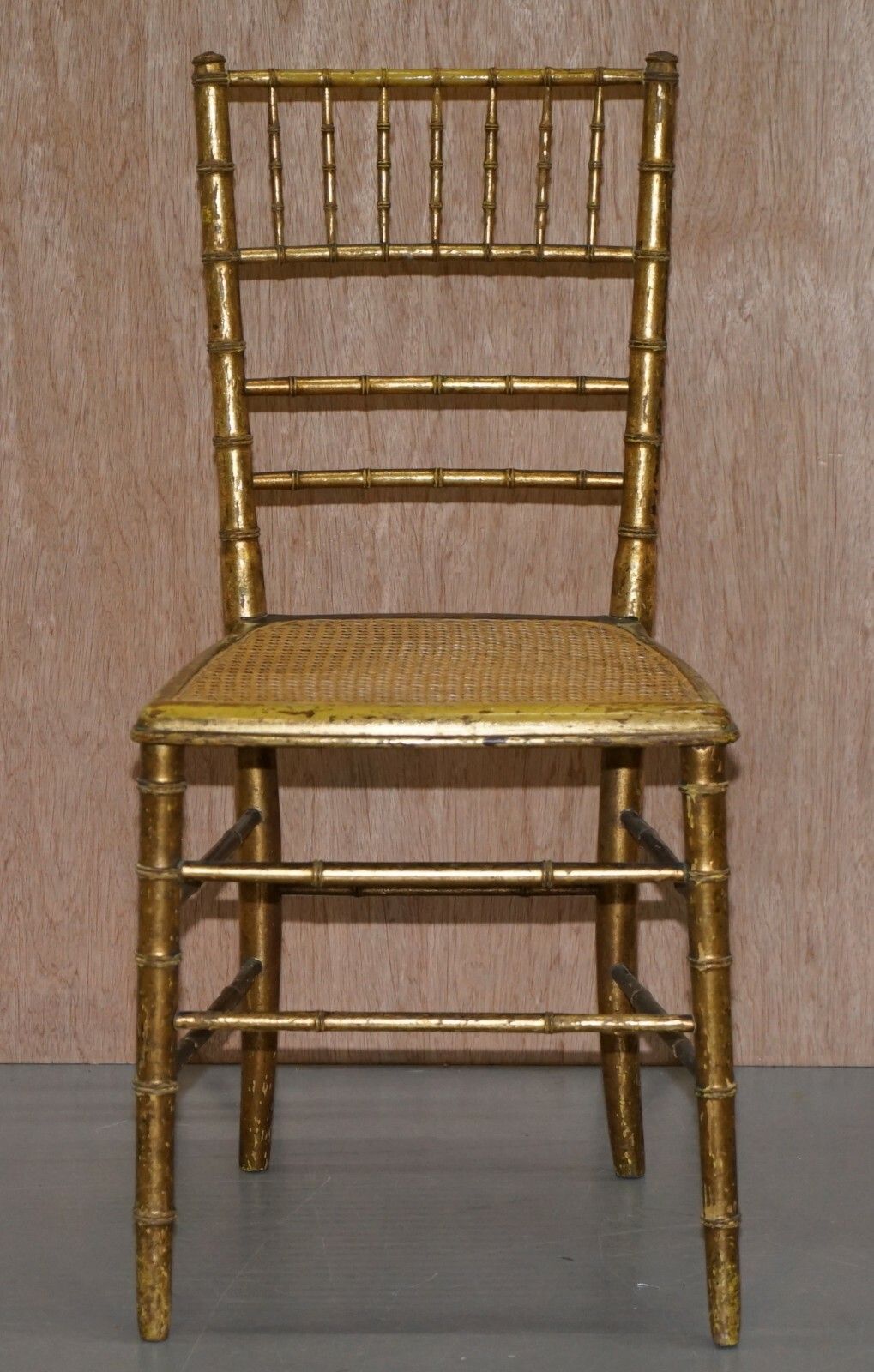 Pair Of Original Giltwood Famboo Regency Bergere Chairs With Period Gold Gilding photo for sale