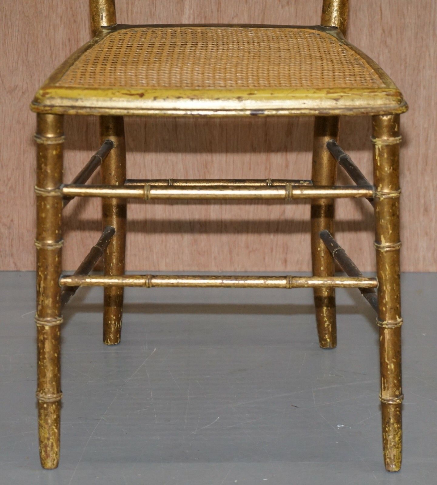 Pair Of Original Giltwood Famboo Regency Bergere Chairs With Period Gold Gilding photo buy
