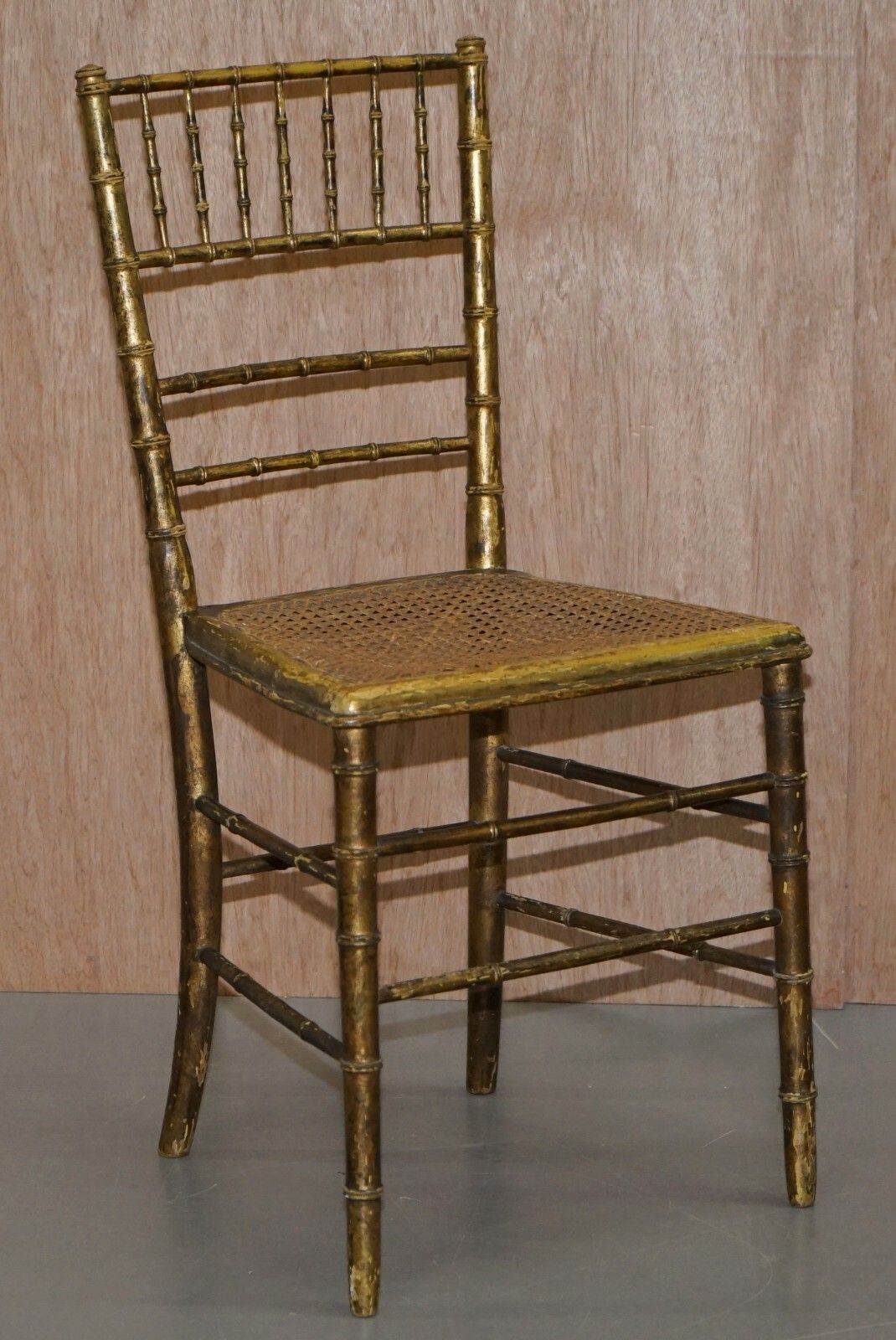 photo furniture Pair Of Original Giltwood Famboo Regency Bergere Chairs With Period Gold Gilding