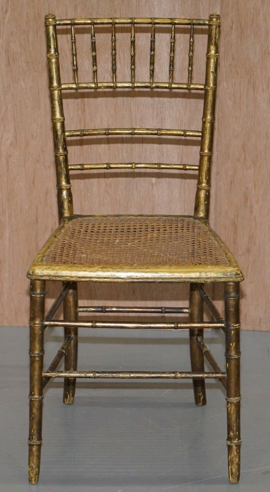 photo for sale Pair Of Original Giltwood Famboo Regency Bergere Chairs With Period Gold Gilding