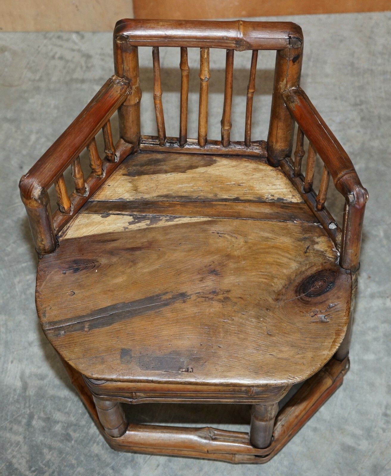 Pair Of Stunning Circa 1800 Chinese Bamboo Primitive Occasional Chairs His & Her photo Furniture