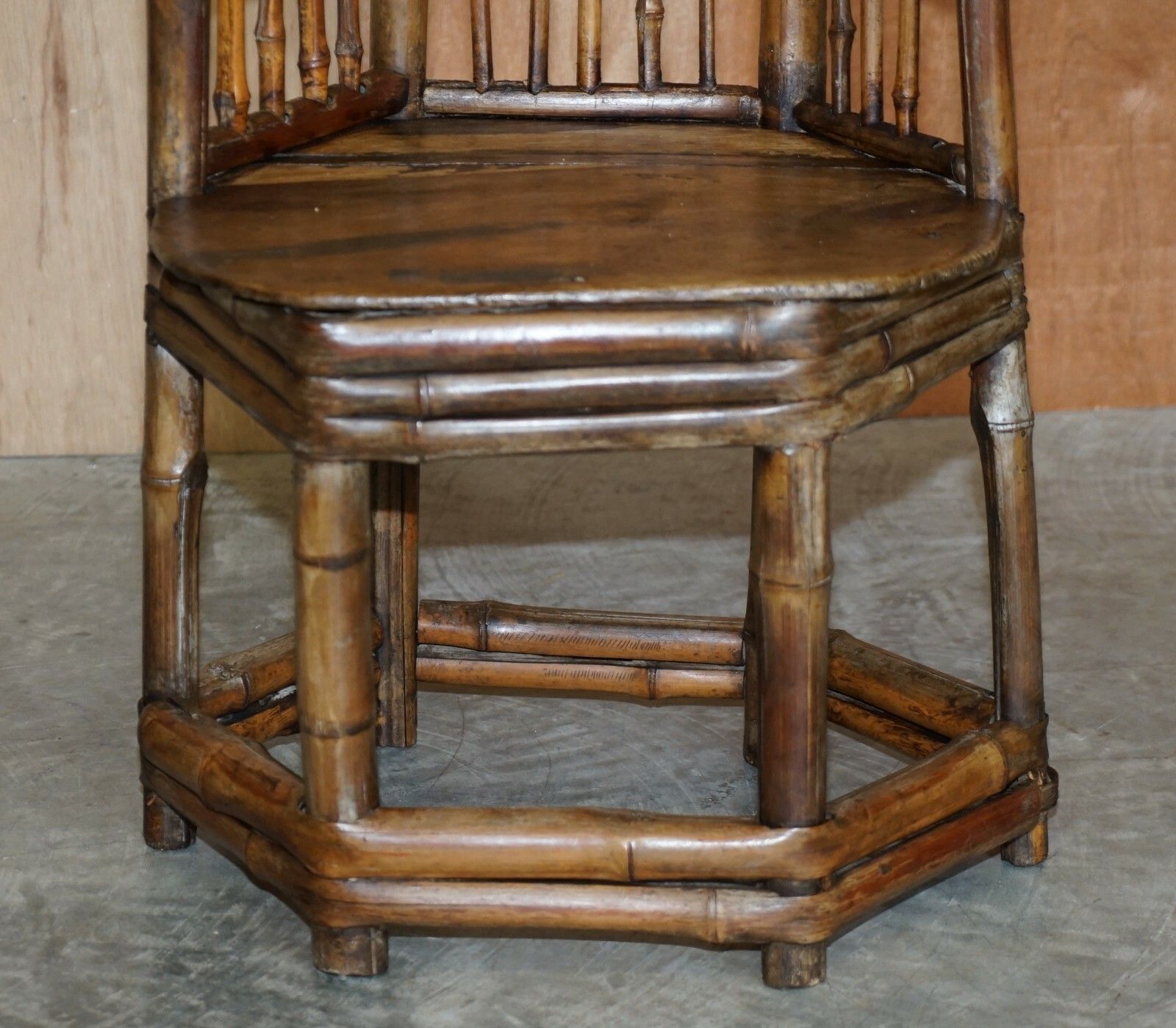 Pair Of Stunning Circa 1800 Chinese Bamboo Primitive Occasional Chairs His & Her photo vinterior