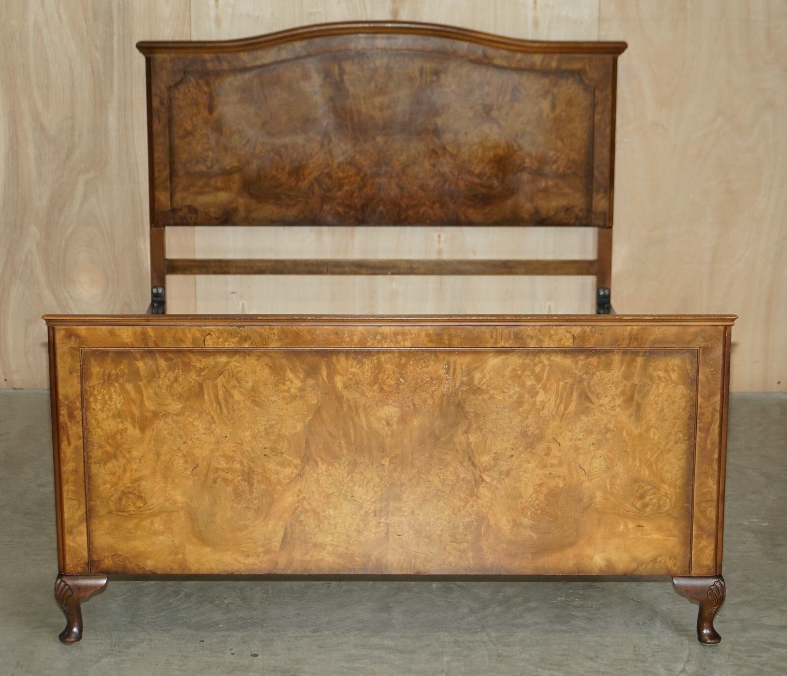 Stunning Double Sized Circa 1900 Burr Walnut English Bedstead Frame Part Suite photo furniture