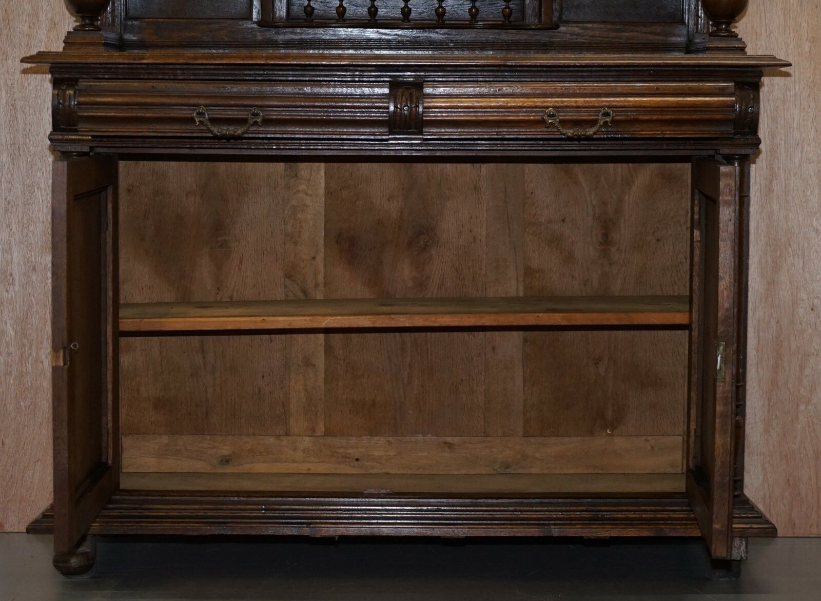 photo for sale Lovely Hand Carved Solid Oak Dutch Cupboard Ornate Detailing Chest Of Drawers