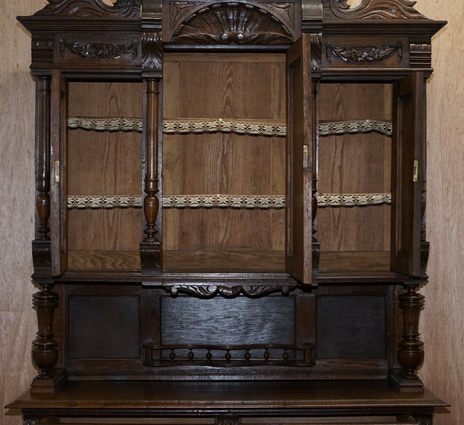 Furniture Lovely Hand Carved Solid Oak Dutch Cupboard Ornate Detailing Chest Of Drawers photo