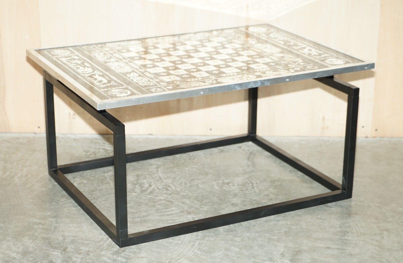 Stunning Vintage Circa 1960's Chess Board Games Table Silvered Chrome Finish photo furniture