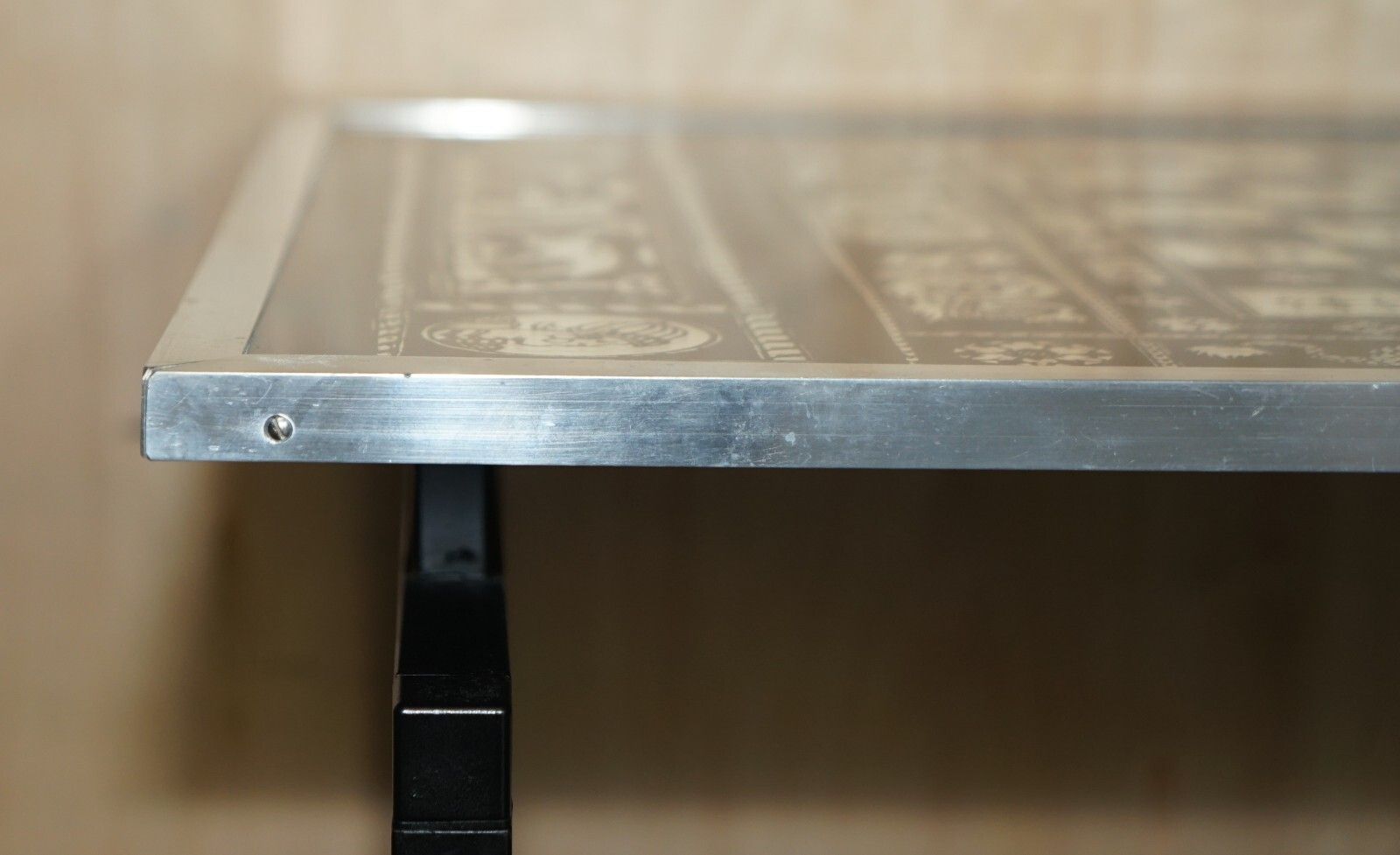 Stunning Vintage Circa 1960's Chess Board Games Table Silvered Chrome Finish photo Furniture