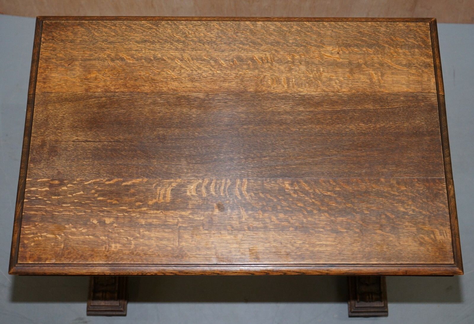 Dutch Hand Carved Solid Oak Side Table To Sit Next To A Desk Part Of Large Suite photo Furniture