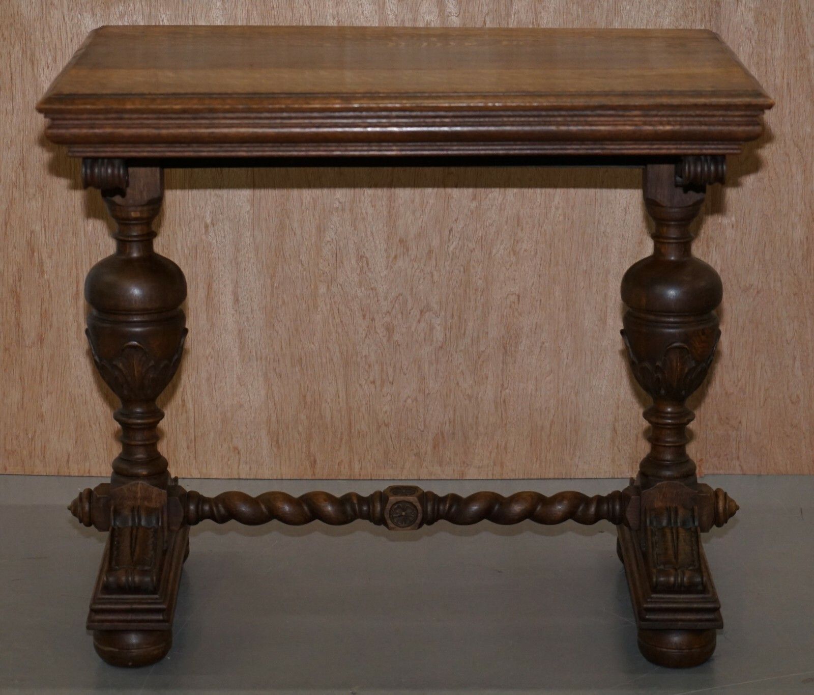 Furniture Dutch Hand Carved Solid Oak Side Table To Sit Next To A Desk Part Of Large Suite photo