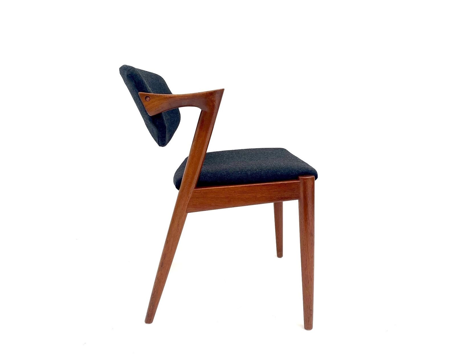 Danish Kai Kristiansen Model 42 Teak And Charcoal Black Wool Dining Chair Mid Century 1960s photo Furniture
