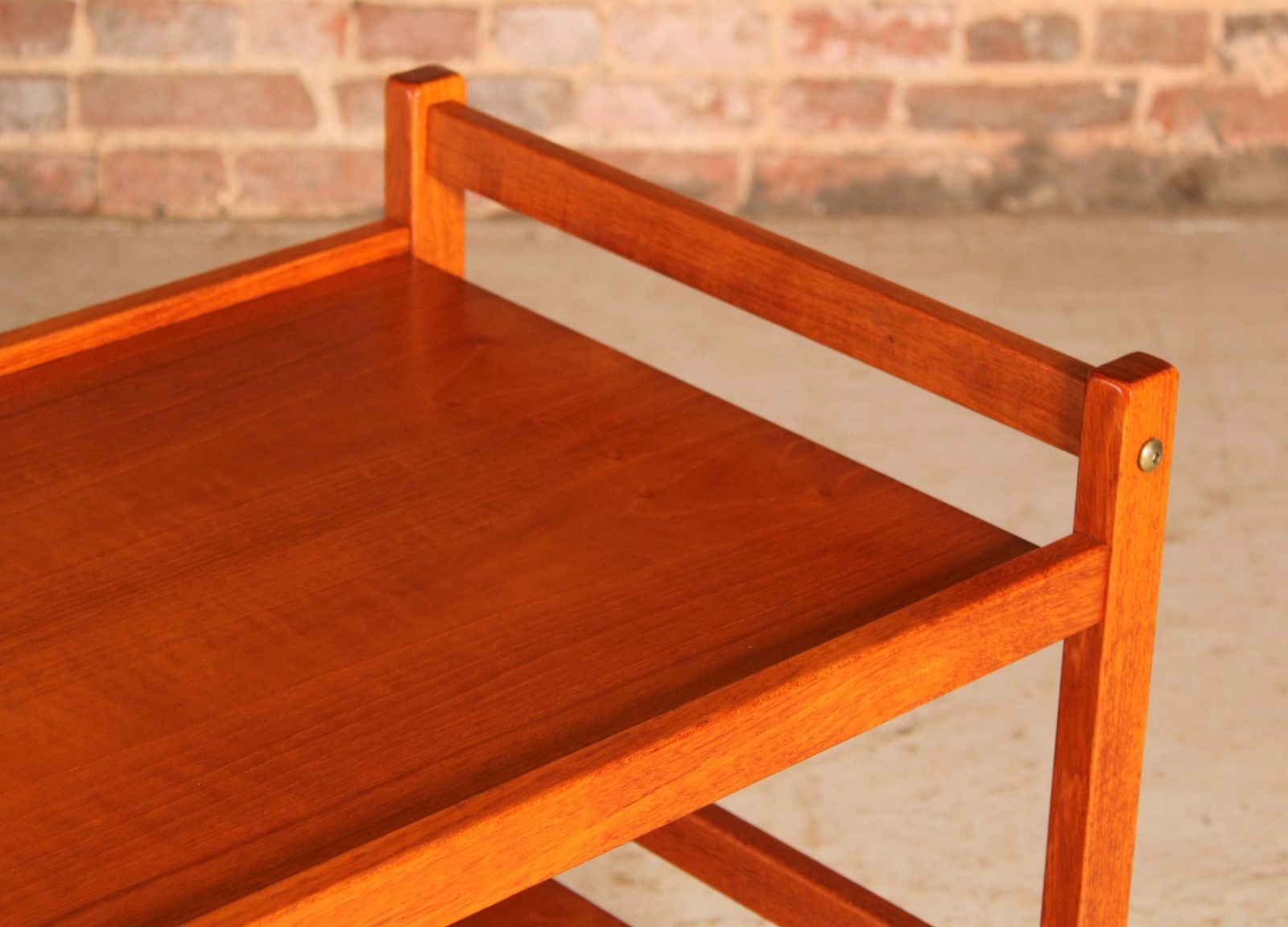 Danish Mid Century 2 Tier Teak Trolley On Casters, Circa 1970s photo 225.0
