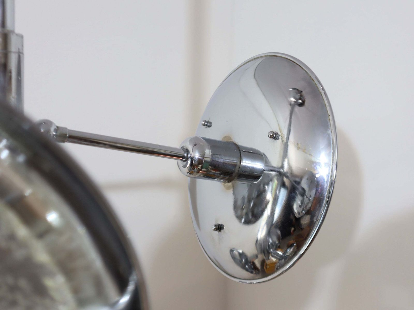 photo furniture Esperia Chandelier 1970s, Chrome And Murano Glass, 6 Arms Adjustable