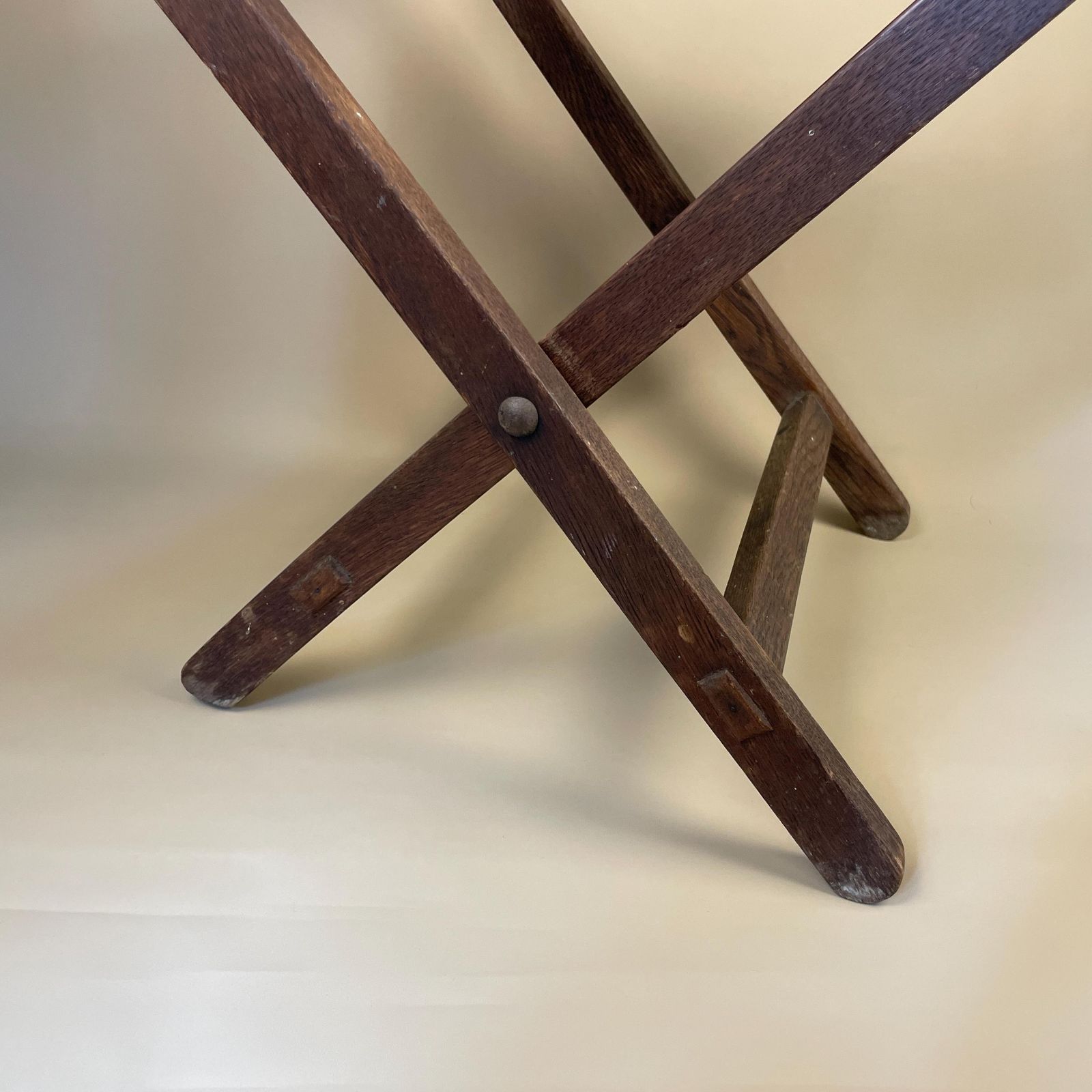 Vintage Fold Down Stool Seat Wood & Metal Portable Event Seat Brown Retro Camping Festival Garden Farmhouse Cottage photo Furniture