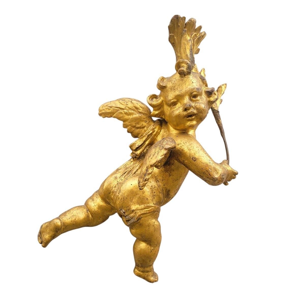 Putto Carved In Gilded Wood, Italy, 18th Century