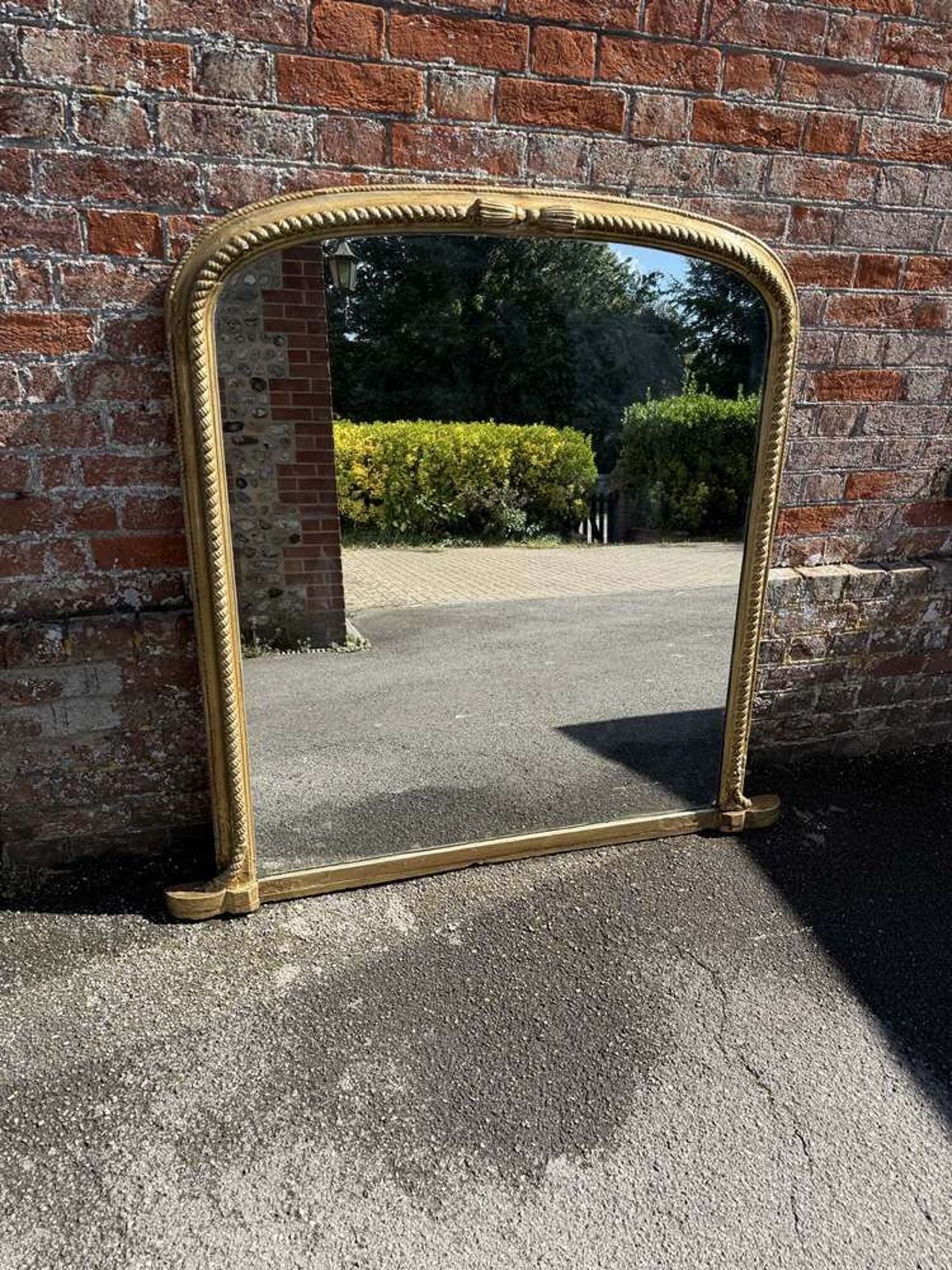 An Exceptional Large Antique 19th Century Carved Wood Gilt Arched Top Rope Twist Fr photo 1250.0