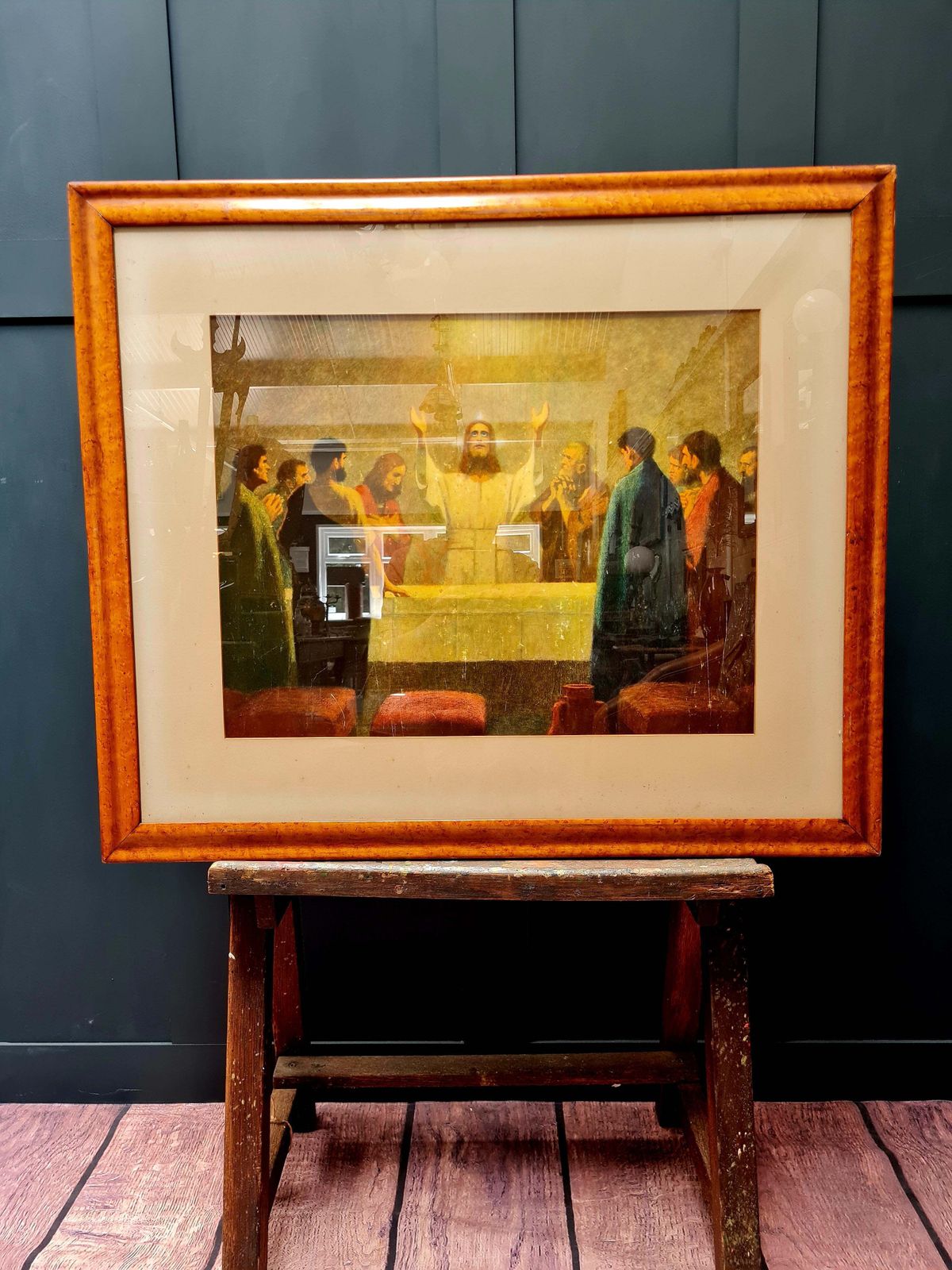 Early 20th Century Framed Religious Print By Ars Sacra Josef Müller
