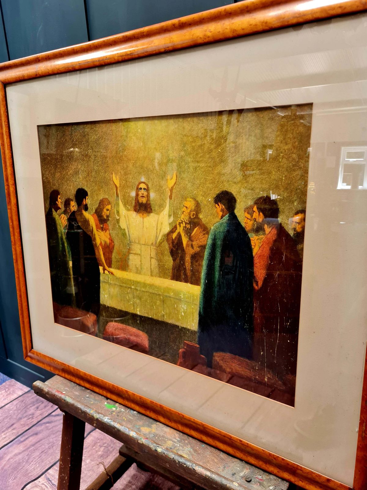 Early 20th Century Framed Religious Print By Ars Sacra Josef Müller photo for sale