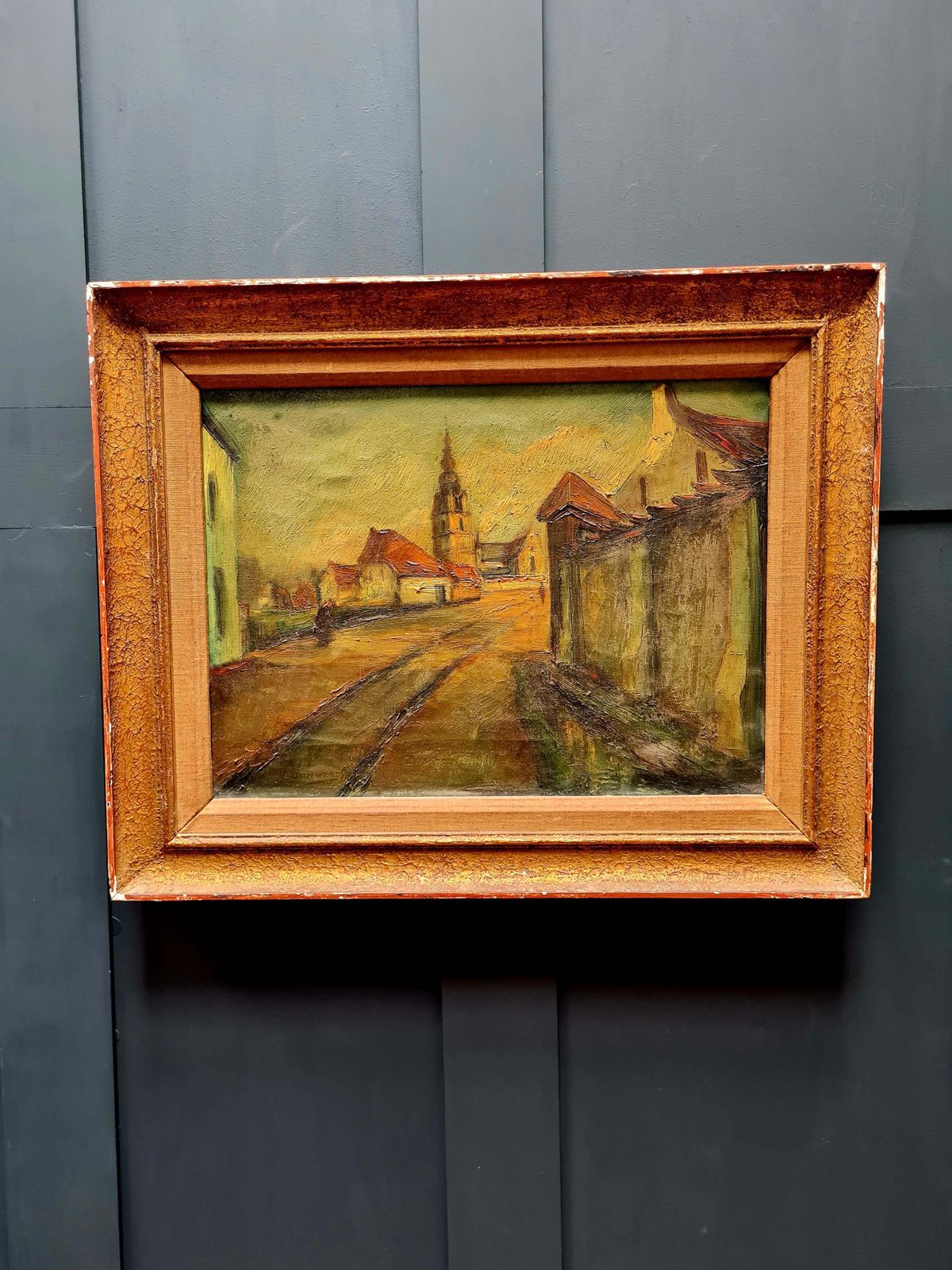 Antique Late 19th Century Belgian Framed Oil Painting On Canvas   Signed