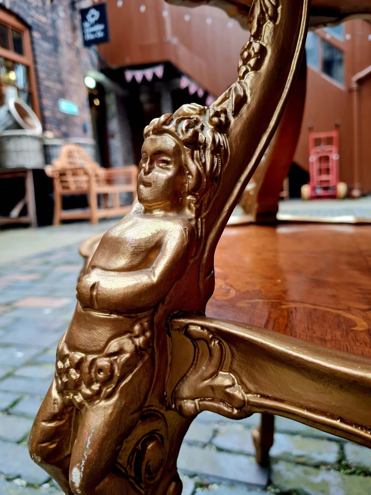 Early 20th Century French Walnut Marquetry Two Tier Etagere Table photo 395.0
