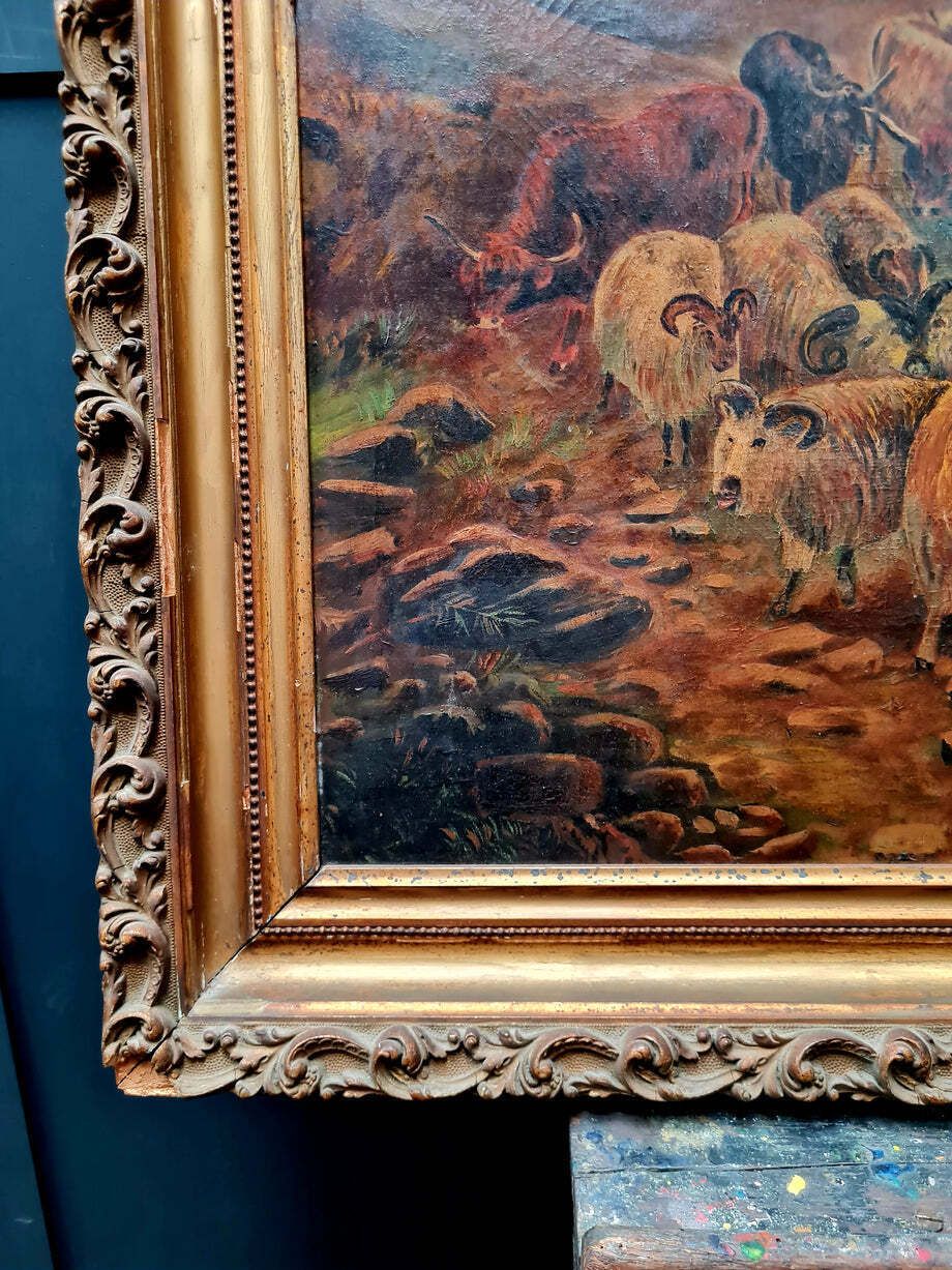 Antique Early 20th Century Framed Impressionist Oil Painting   Signed photo vinterior