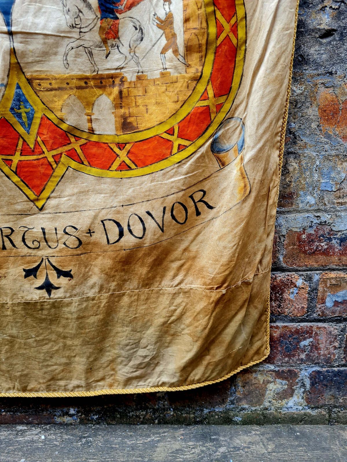 photo for sale Antique 19th Century Large Silk Banner "Ville Et Portus Dovor."