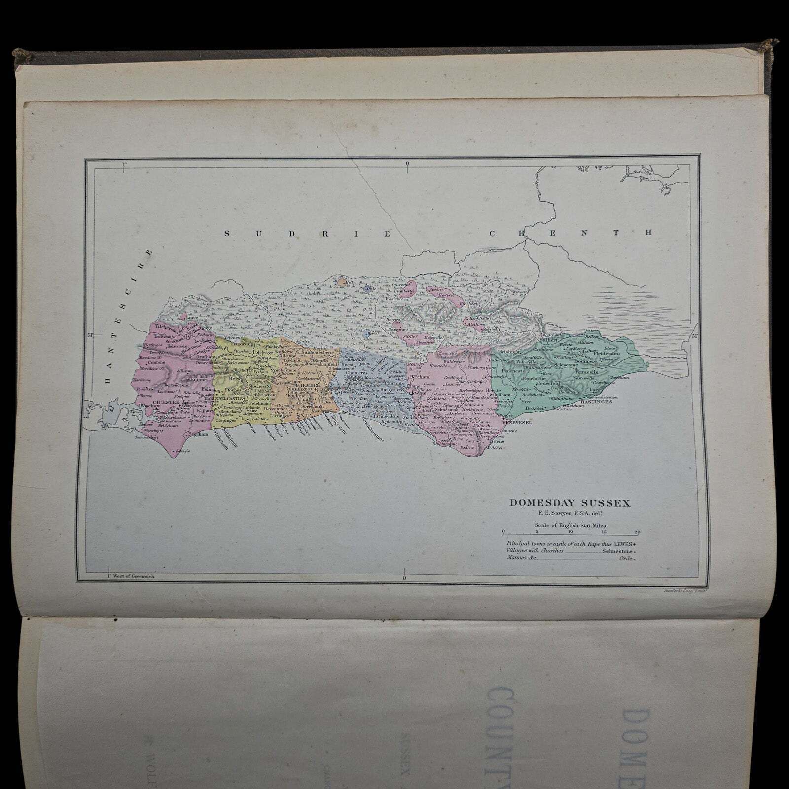 The Domesday Book, Sussex Archaeological Society, Antique Historical Reference photo Home Decor