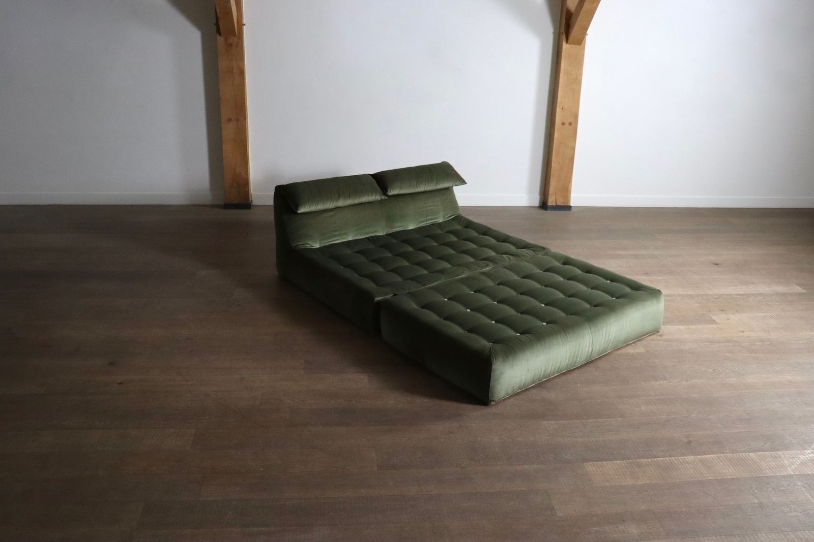 Le Bambole Bed In Green Velvet By Mario Bellini For B&B Italia, 1970s photo furniture