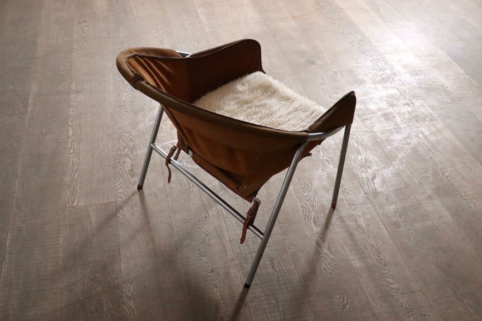Erik Ole Jørgensen For Bovirke Easy Chair In Cognac Suede And Metal, Denmark, 1953 photo for sale