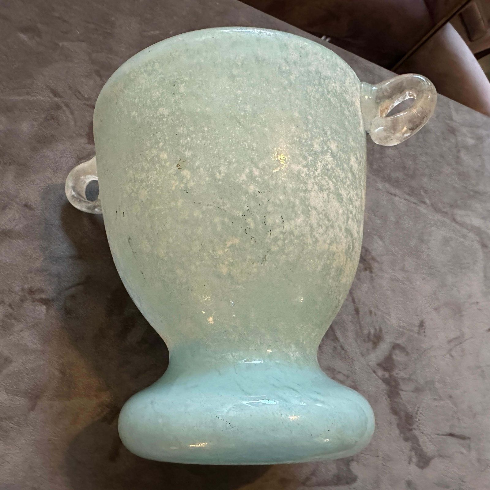 photo furniture 1970s Modernist Turquoise And White Scavo Murano Glass Vase By Seguso