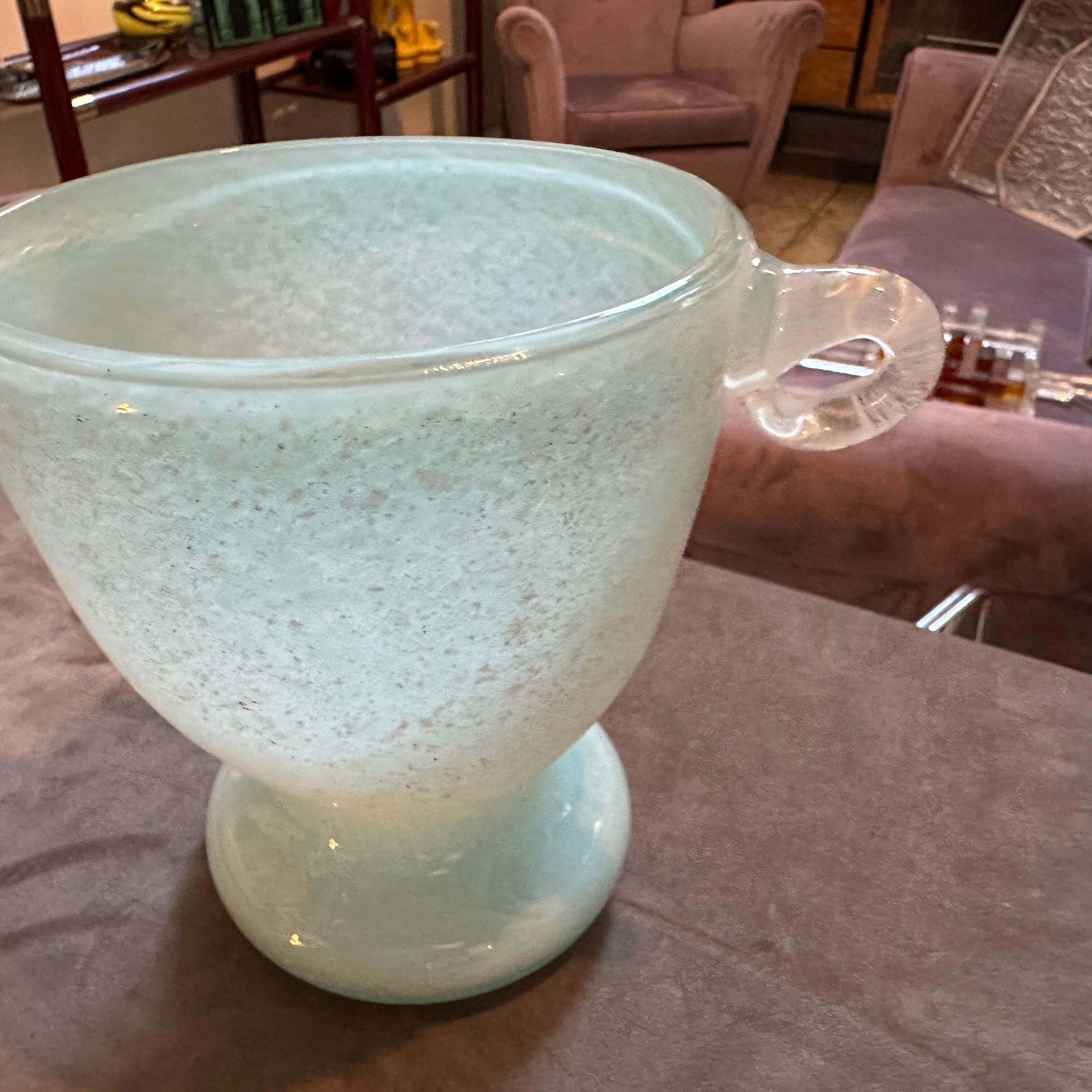 543.0 1970s Modernist Turquoise And White Scavo Murano Glass Vase By Seguso photo
