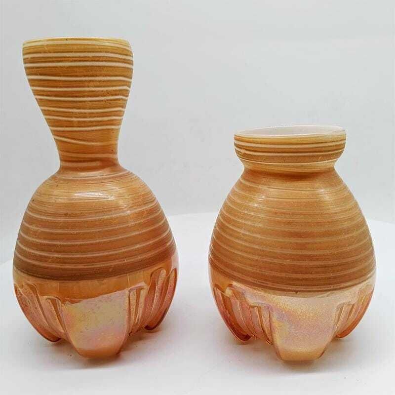 1970s Set Of 3 Space Age Little Jacketed Vase In Murano Glass. Made In Italy. photo Home Decor