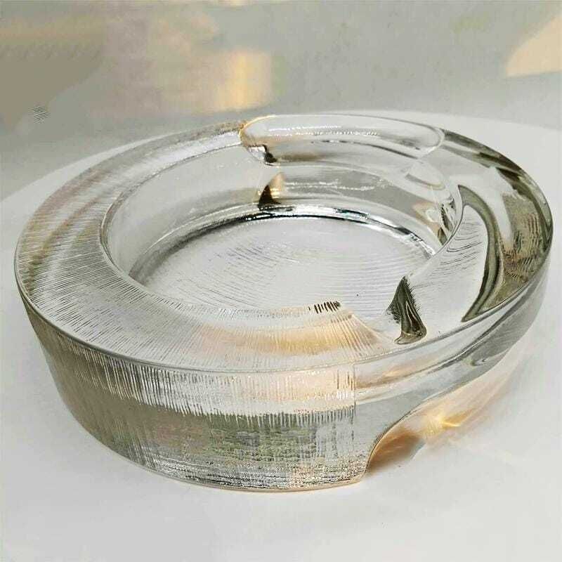 1970s Big Ashtray By Fabio Frontini For Arnolfo Di Cambio In Lead Crystal, Azteca Collection. 20cm. / 7.87 Inches. photo 281.0