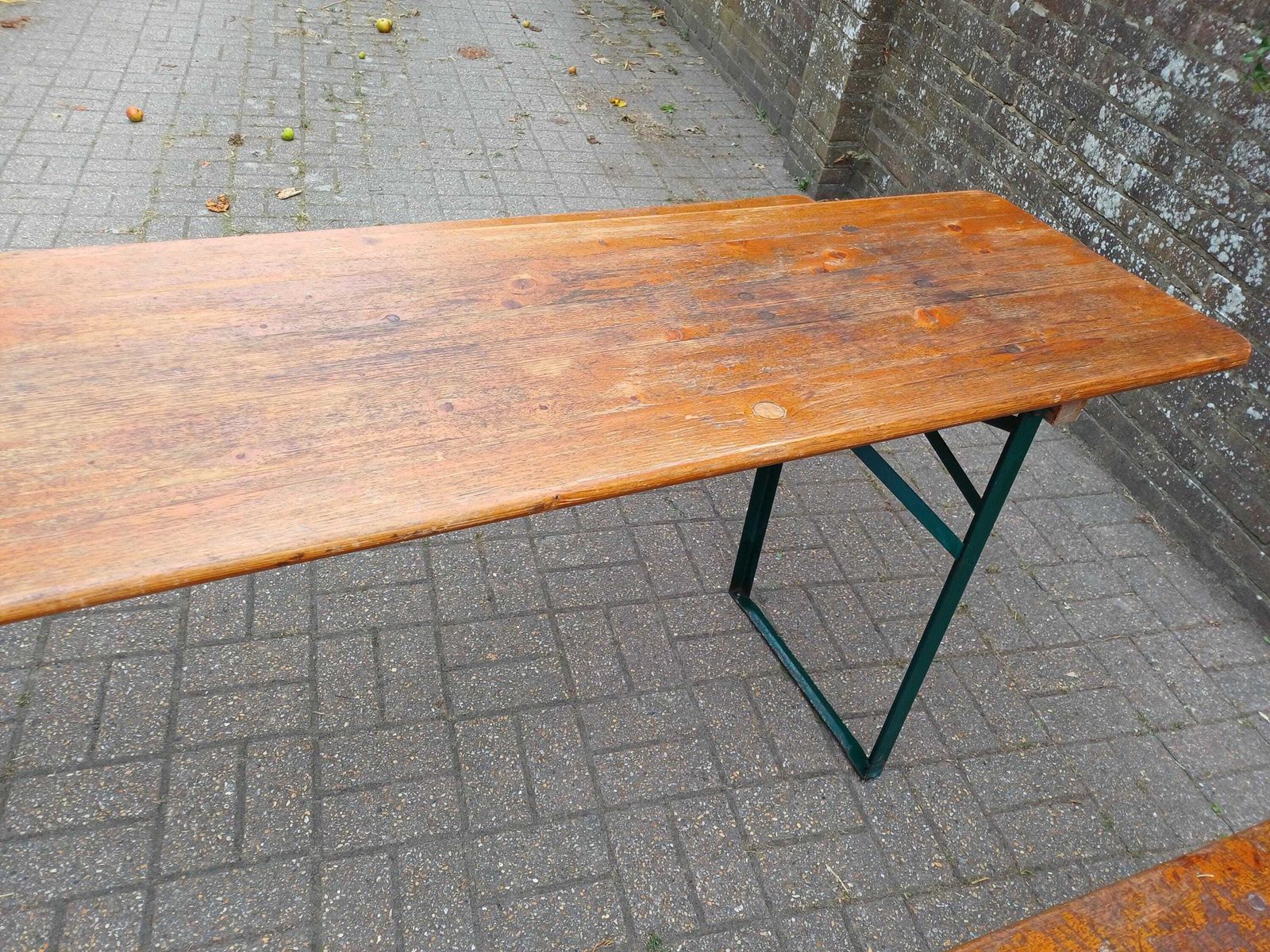 Upcycled Original Ruku Paulaner Gruppe 2005 Beer Garden Table & Benches Set Vintage Oktoberfest Folding German Biergarten photo 575.0