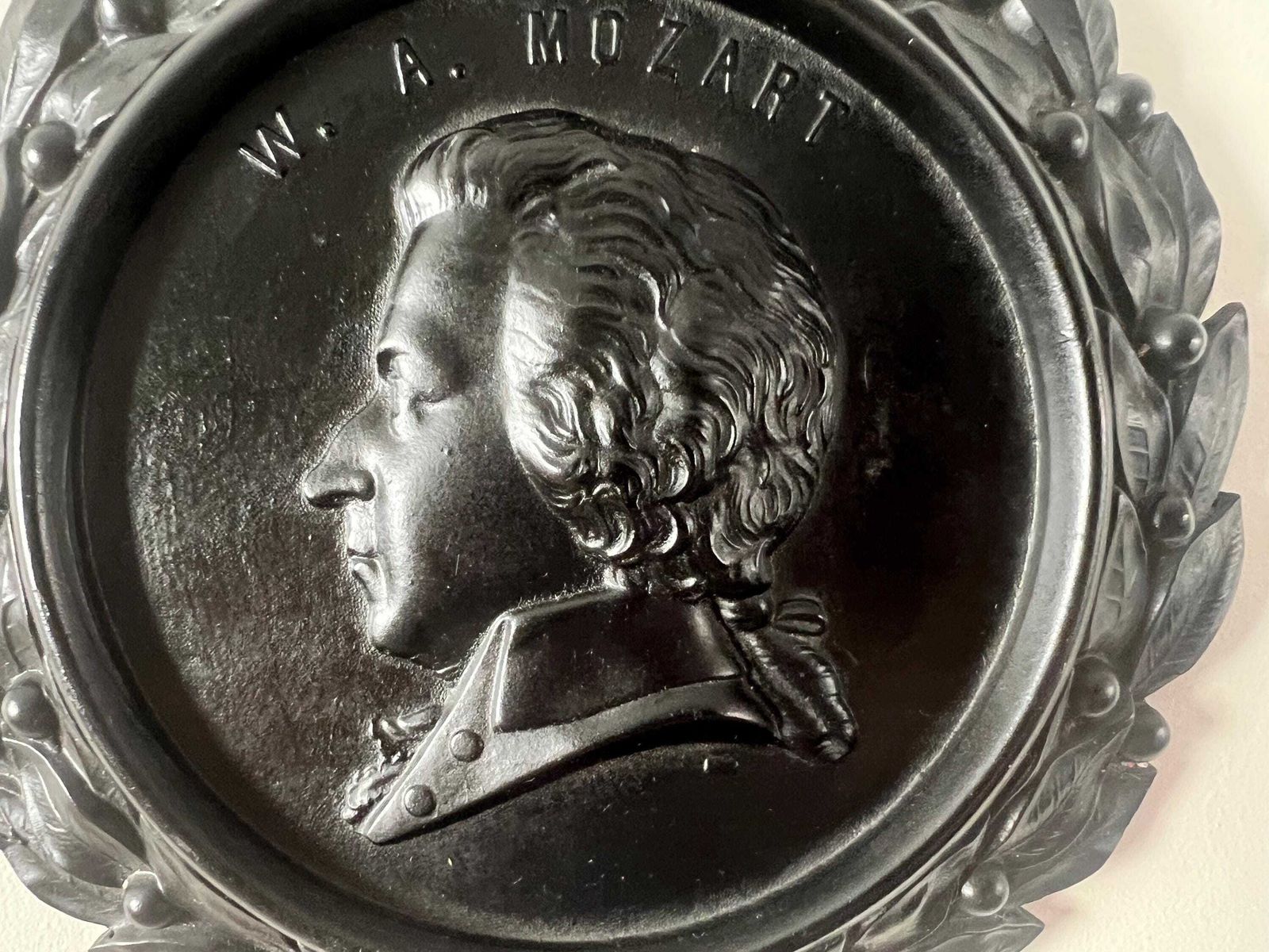 Antique W.A. Mozart Bois Durci Wall Plaque   19th Century Composer Relief   Grand Tour Souvenir   Dark Academia Library   Music Room Art photo Art