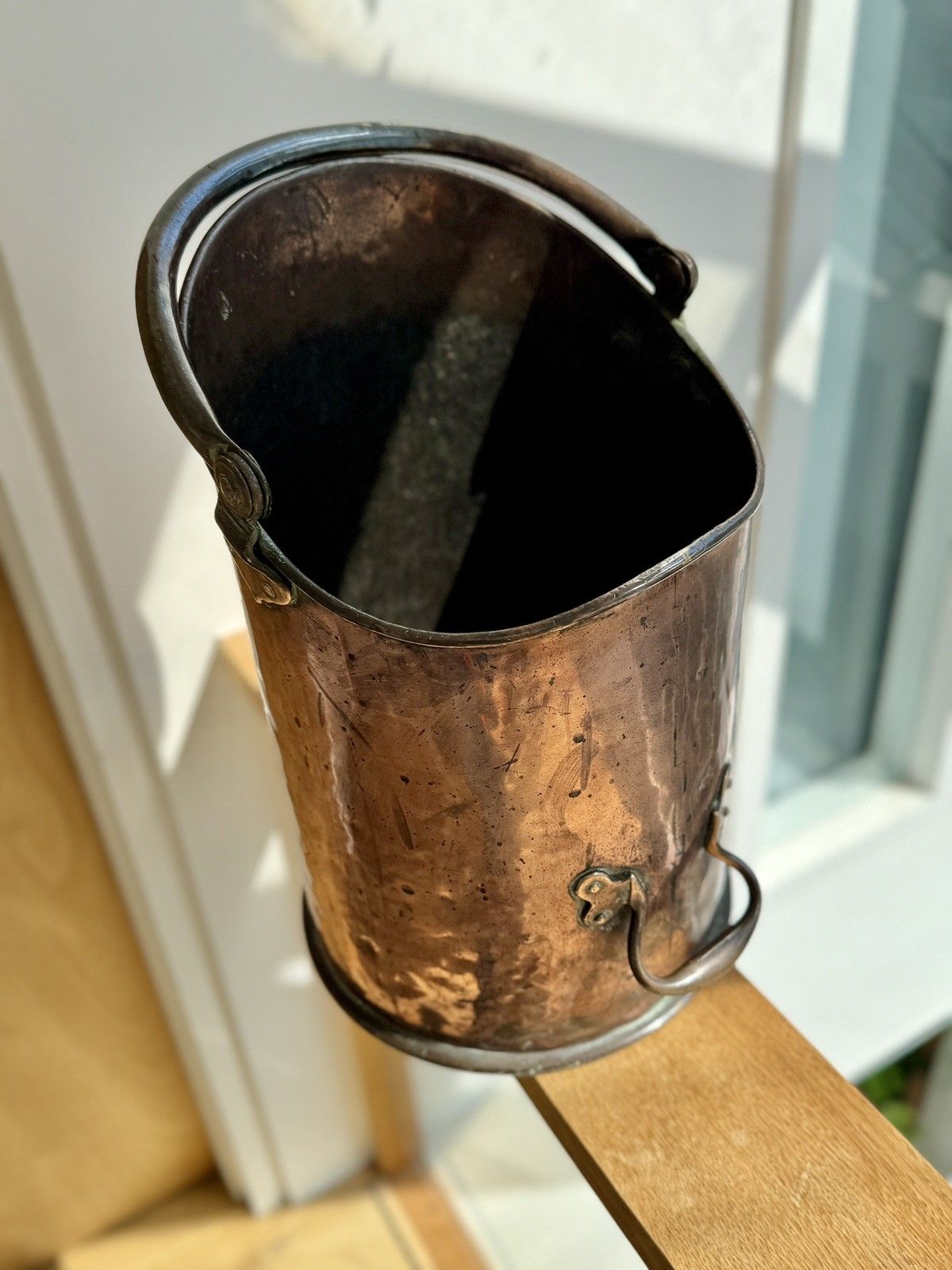400.0 Large Antique Country House Coal Bin, English Copper, Fireside Keeper, Victorian photo