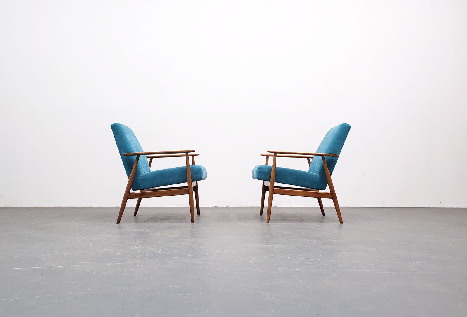 1960 Henryk Lis Armchair In Turquoise photo vintage