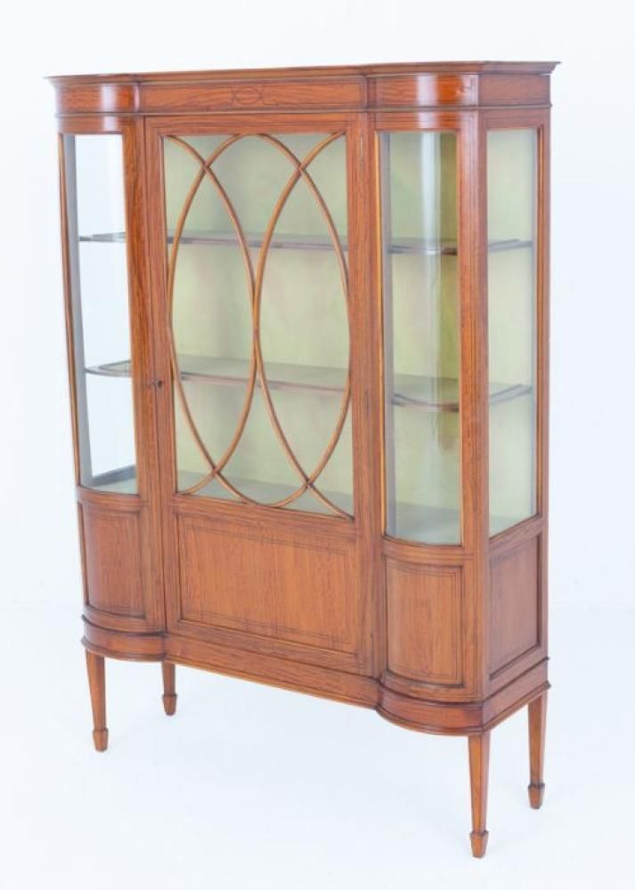 Sheraton Display Cabinet Satinwood Revival Bookcase 1880 photo for sale