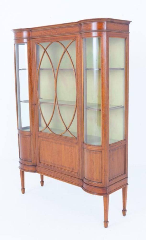 Sheraton Display Cabinet Satinwood Revival Bookcase 1880 photo Furniture
