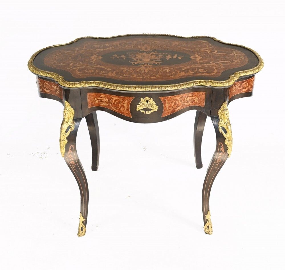 Louis XV Centre Table Marquetry Inlay Desk 1880 photo furniture