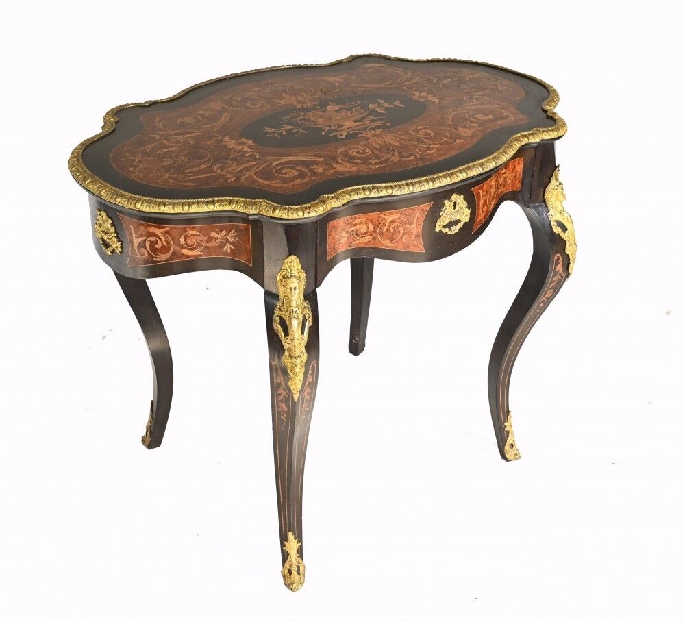 Louis XV Centre Table Marquetry Inlay Desk 1880 photo 1750.0