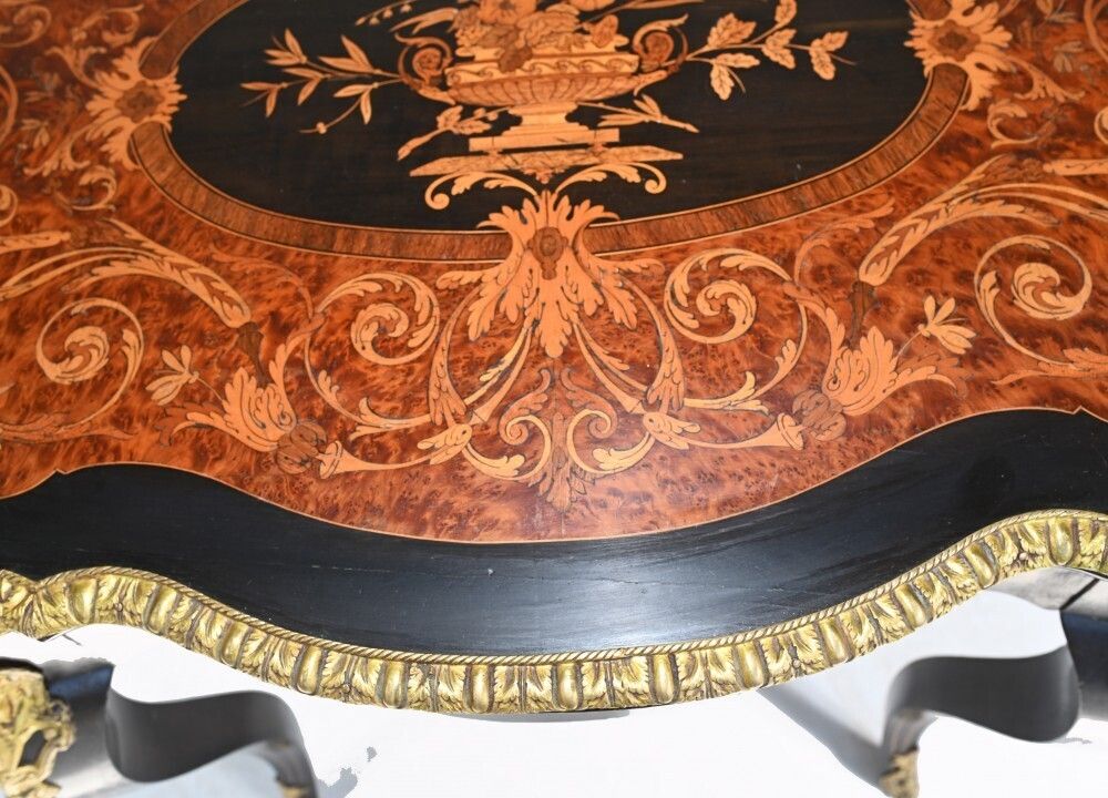 Louis XV Centre Table Marquetry Inlay Desk 1880 photo buy