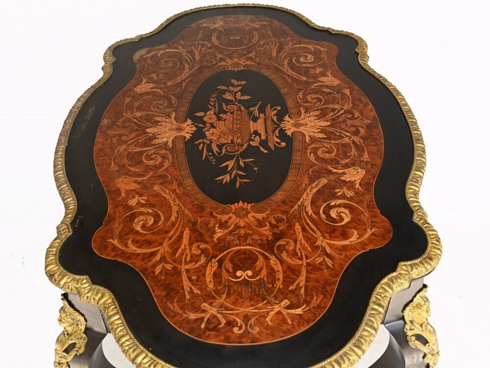 photo for sale Louis XV Centre Table Marquetry Inlay Desk 1880
