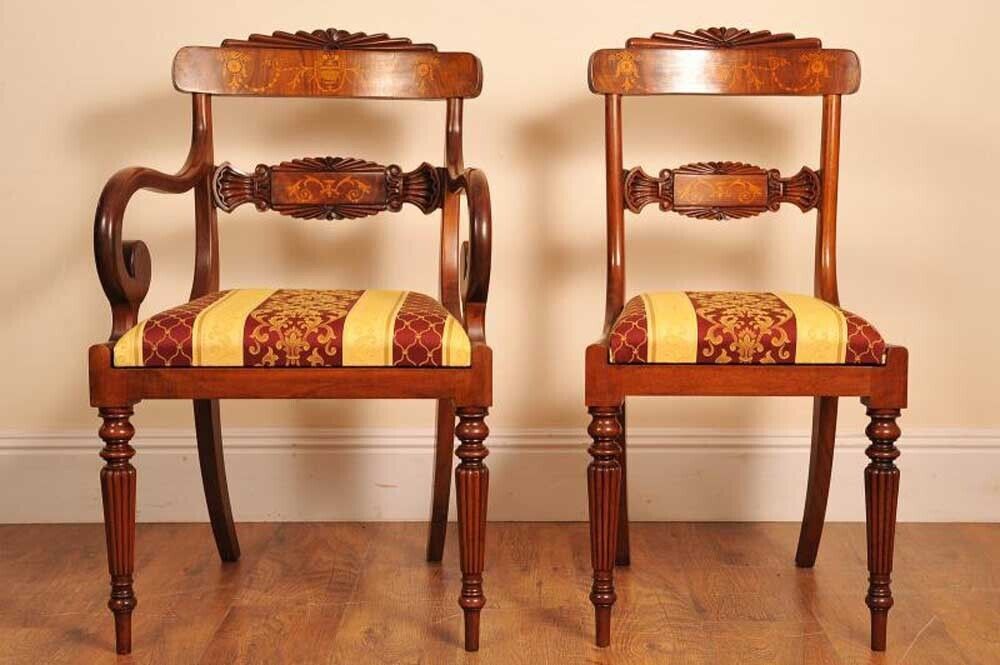 Set Regency Dining Chairs   10 Walnut Inlay Chair English photo for sale