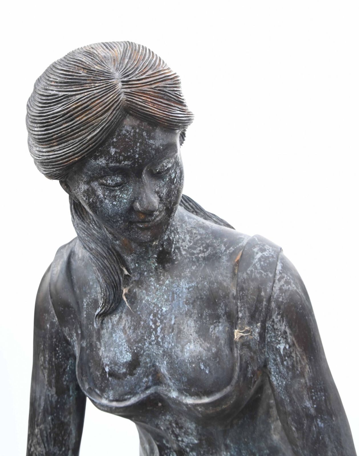 Classical Italian Bronze Water Maiden Statue Bucket Girl photo Art