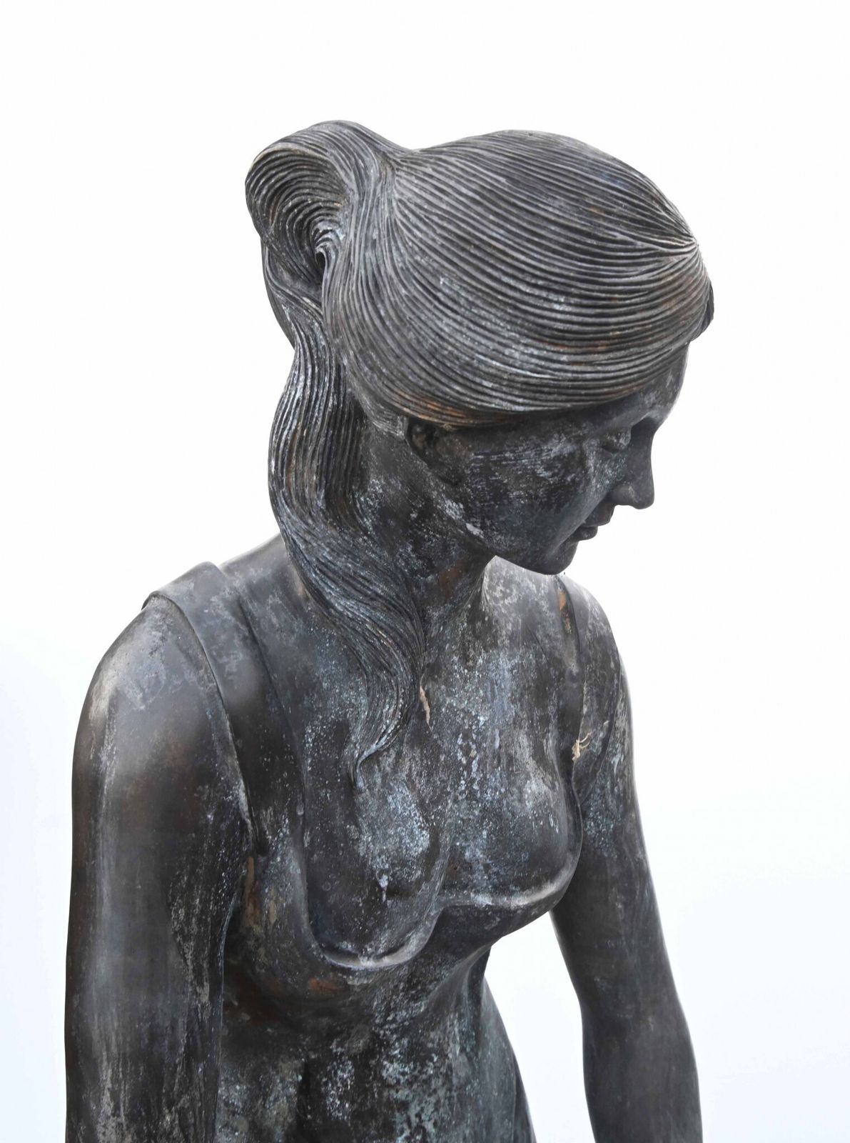 Art Classical Italian Bronze Water Maiden Statue Bucket Girl photo
