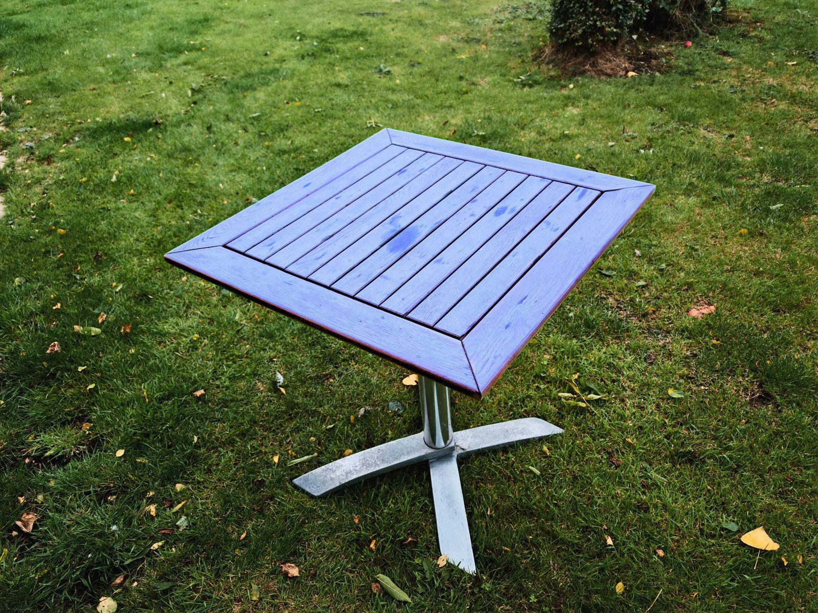 photo furniture Customisable Refurbished Tilt Top Stackable Garden Tables (70cm X 70cm) Suitable For Cafes, Pubs Or Garden Usage   74cm Height Assembled