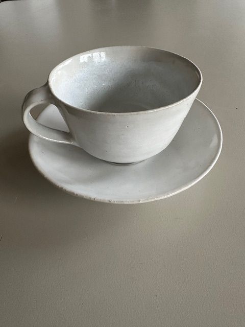A Set Of 10 (Ten) Of Rupert Spira, Stoneware Glazed Cups And Saucers