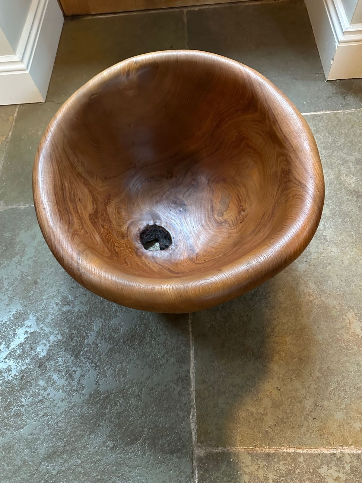 Paul Caton Carved Large Wooden Bowl Circa 1980 photo for sale