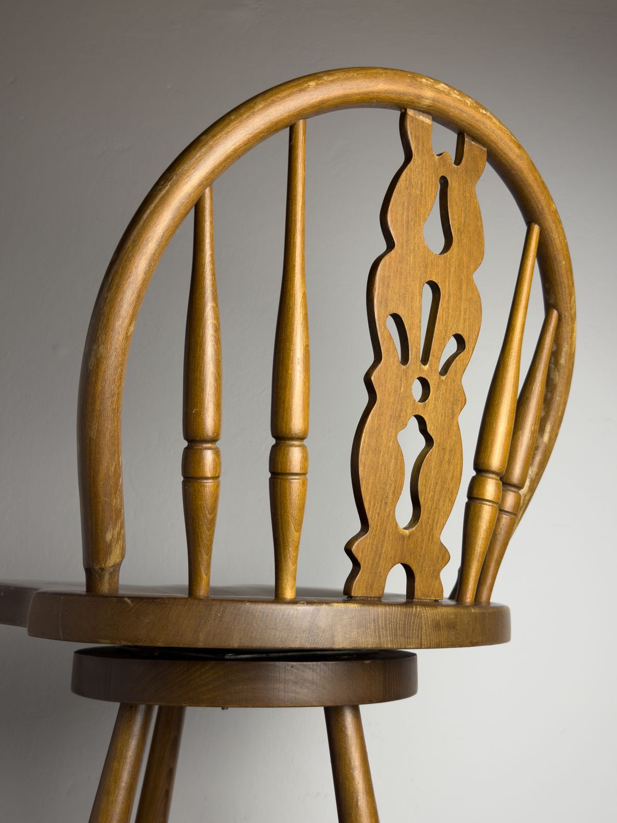 photo furniture Vintage Wooden Bar Swivel Chair, Slovenia 1992